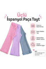Kız Bebek Ribana Kumaş Mevsimlik İspanyol Paça Tayt Pantolon 3 lü Set 1 1