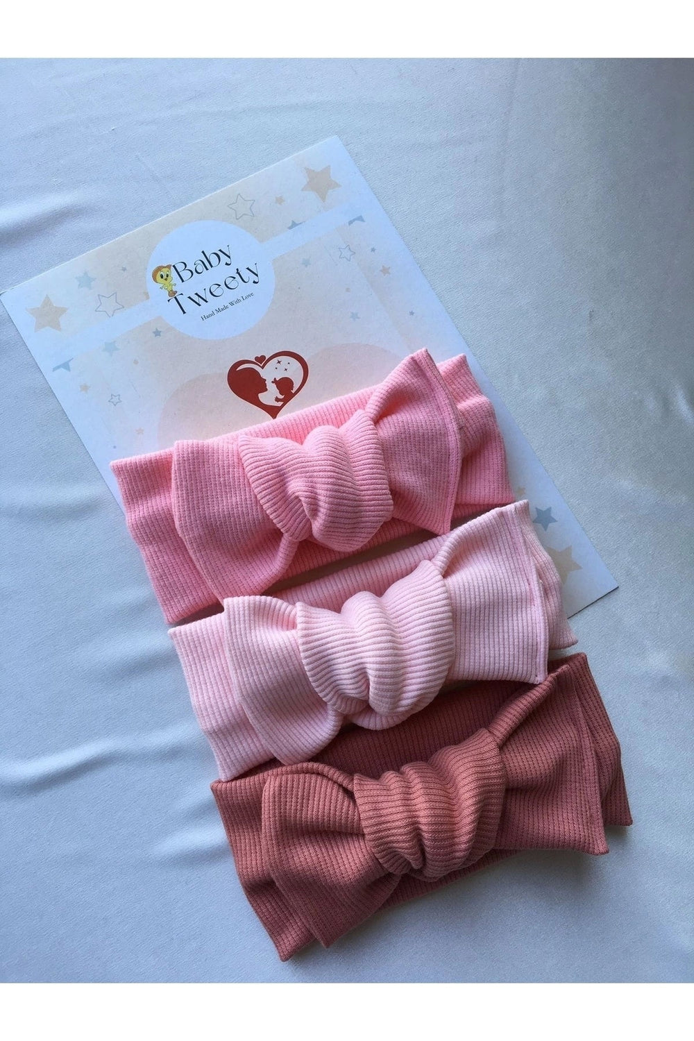 3'lü El Yapımı Ribana Kız Bebek Bandana 1