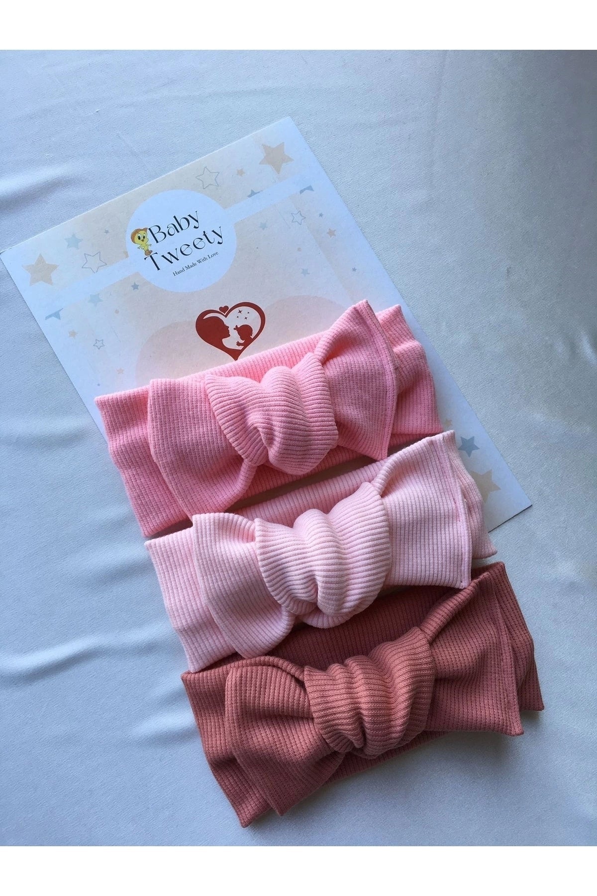 3'lü El Yapımı Ribana Kız Bebek Bandana