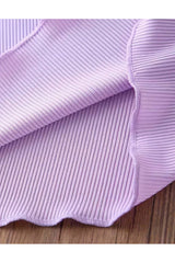 Kız Bebek Ve Çocuk 3 Adet Yazlık Kaşkorse T-shirt Set Lila Beyaz Pembe 5 5
