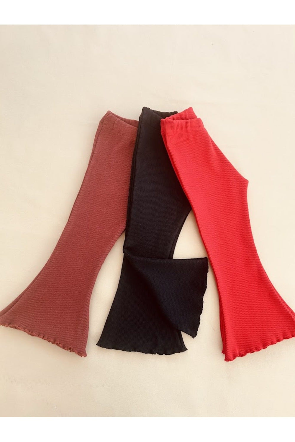 Kız Bebek Ribana Kumaş Mevsimlik İspanyol Paça Tayt Pantolon 3 lü Set 1