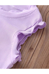 Kız Bebek Ve Çocuk 3 Adet Yazlık Kaşkorse T-shirt Set Lila Beyaz Pembe 4 4